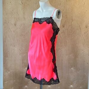 Victoria’s Secret Medium Neon Florescent Pink Black Lace